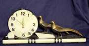 Deco Onyx & Metal Bird Statue Clock