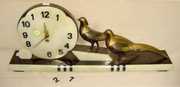 Deco Onyx & Metal Bird Statue Clock