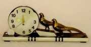 Deco Onyx & Metal Bird Statue Clock