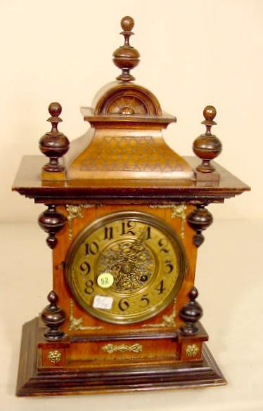 Walnut & Mixed Wood Bracket Style Clock