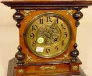 Walnut & Mixed Wood Bracket Style Clock