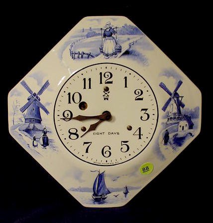 I. Miller Dutch Scene Porcelain Plate Clock