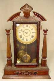 Walnut & Mixed Wood Parlor Clock