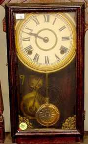 Walnut & Mixed Wood Parlor Clock