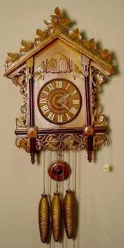 G H S Wooden Cuckoo & Quail Hanging Clock