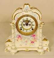 Ansonia Royal Bonn Floral China Case Clock