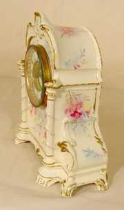 Ansonia Royal Bonn Floral China Case Clock