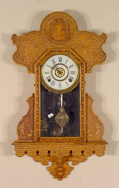 Ingraham Oak Hanging Clock NR