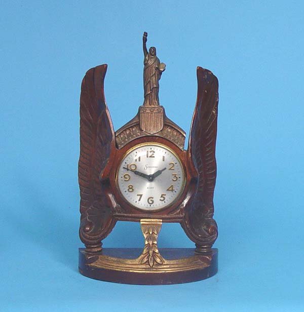 Sessions Art Deco Winged Liberty Mantel Clock