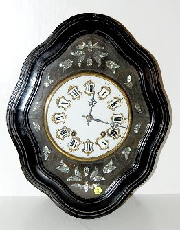 Shell Inlaid T & S Hanging Clock