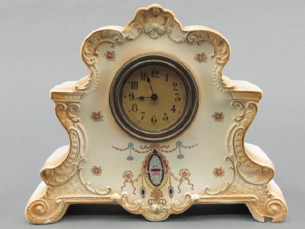 ADAMS & TUNSTALL CHINA CASED MANTLE CLOCK