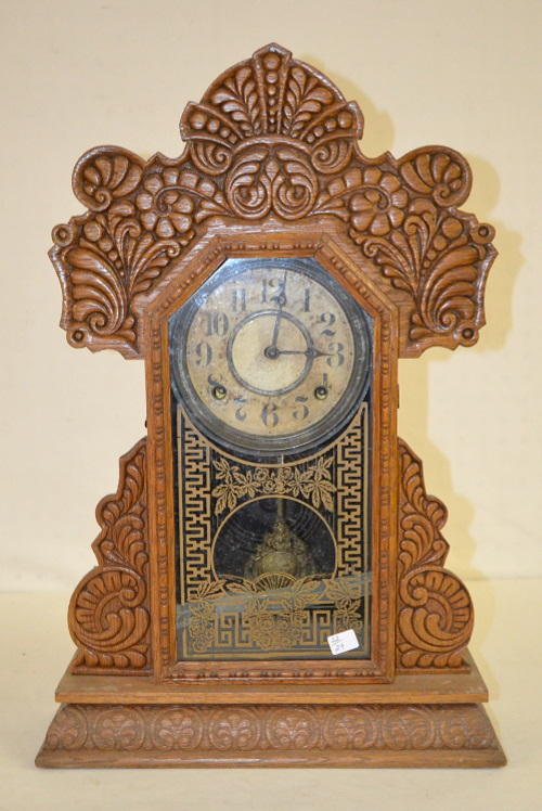 Antique Pressed Oak Ingraham Kitchen Clock