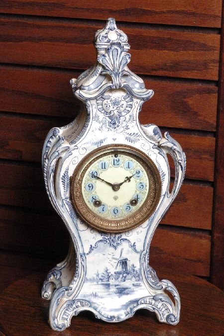 ROYAL BONN ‘DELFT’ ANSONIA CHINA CASE CLOCK