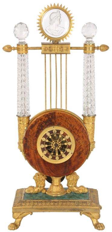 French Silk Thread Lyre Clock