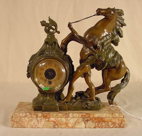 French Figural Horse & Human Table Clock