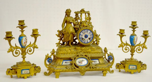 LEP Jap & Co. 3 Piece Clock Garniture Set