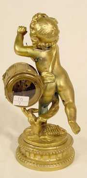 French Dore Bronze Musical Cherub Clock