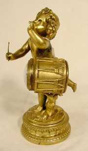 French Dore Bronze Musical Cherub Clock