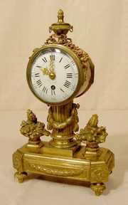 French Bronze Floral & Column Clock