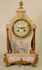 Japy Freres Porcelain & Bronze Table Clock