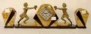 3 Pc Art Deco Double Figure Clock Set