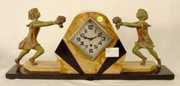 3 Pc Art Deco Double Figure Clock Set