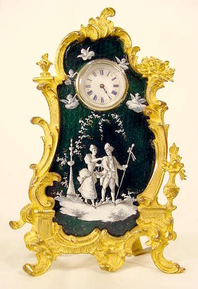 Small French Enamel Picture Frame Clock