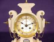 French Alabaster Table Clock With Alarm