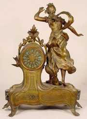 Japy  Freres Spelter & Marble Statue Clock