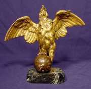 French Bronze Rooster & Marble Table Clock