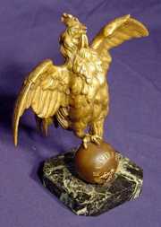 French Bronze Rooster & Marble Table Clock