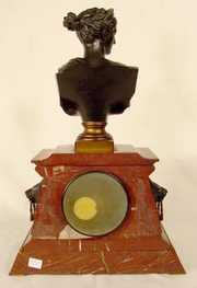 Japy Freres Bronze Bust & Marble Clock