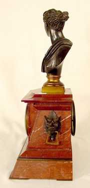 Japy Freres Bronze Bust & Marble Clock