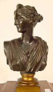 Japy Freres Bronze Bust & Marble Clock