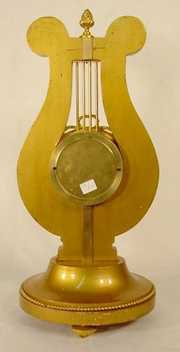 French Animated Lyre Table Clock