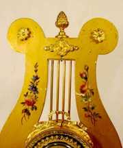 French Animated Lyre Table Clock