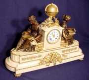 Vincenti Bronze & Marble Double Statue Clock