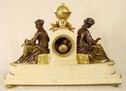 Vincenti Bronze & Marble Double Statue Clock