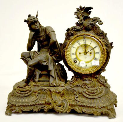 Ansonia “Hermes” Metal Statue Clock