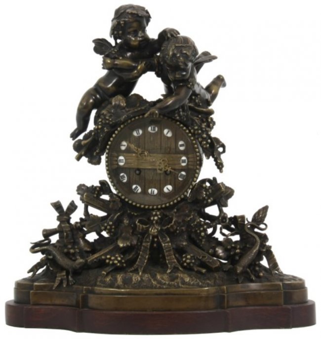 Japy Freres Bronze Figural Mantle Clock