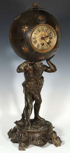 A 19TH CENTURY FRENCH ‘ATLAS’ STATUE CLOCK