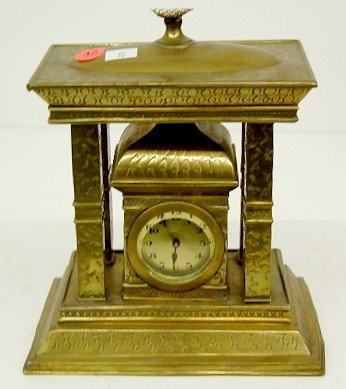 Brass & Slag Glass Shelf Clock