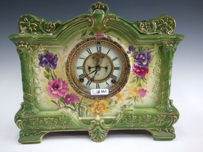 ANSONIA ROYAL BONN ‘LA PALMA’ CHINA CASE CLOCK