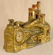 New Haven Metal Figural Castle & Cannon Clock