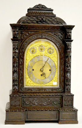 E. J. Dent Carved Oak English Bracket Clock