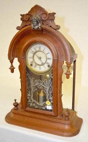 Waterbury Walnut Mirrorside Parlor Clock