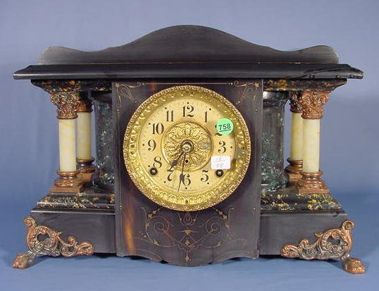 Seth Thomas Adamantine and Black Mantel Clock