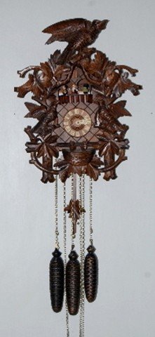 Black Forest Carved Bird & Nest Cuckoo Clock