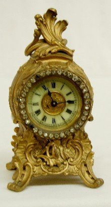 Ansonia Metal and Rhinestone Novelty Clock