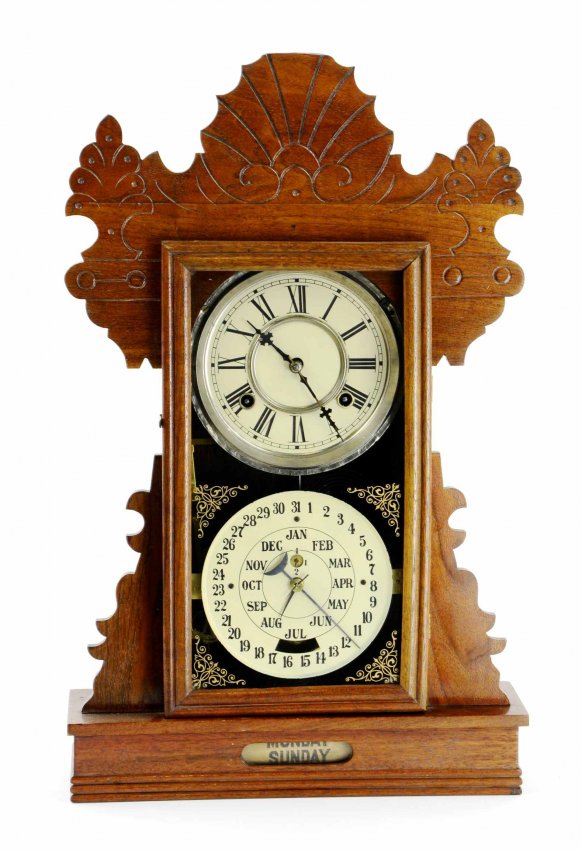 Antique Double Faced WM L Gilbert Mantle Shelf Clock